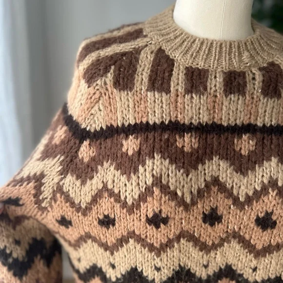 Anthropologie Brown and Tan Patterned Sweater - Picture 4 of 7